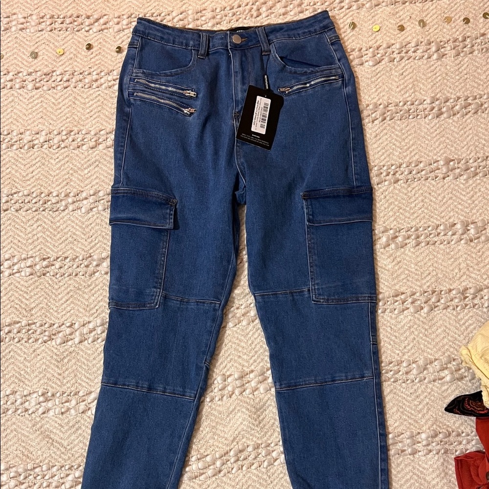 NWT Pretty Little Thing Cargo Style Skinny Jeans